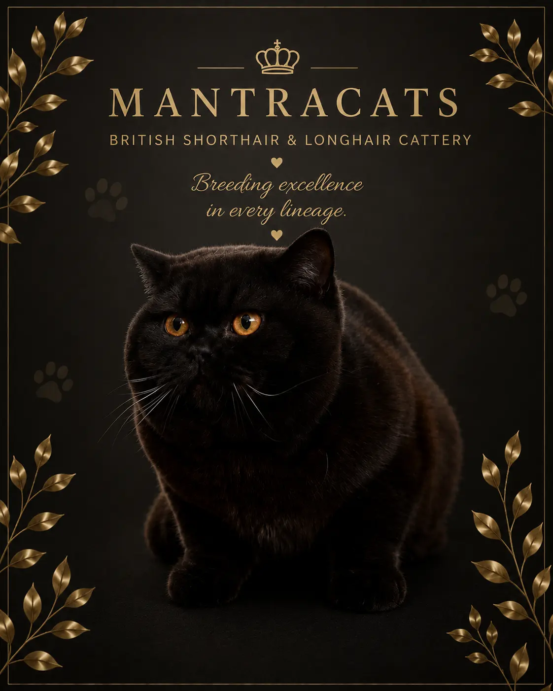 Onyx — British Shorthair negro macho con ojos cobre, compitiendo para Grand Champion CFA