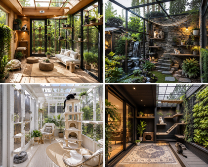 Custom Built-In Cat Tree Inside Luxury Texas Catio
